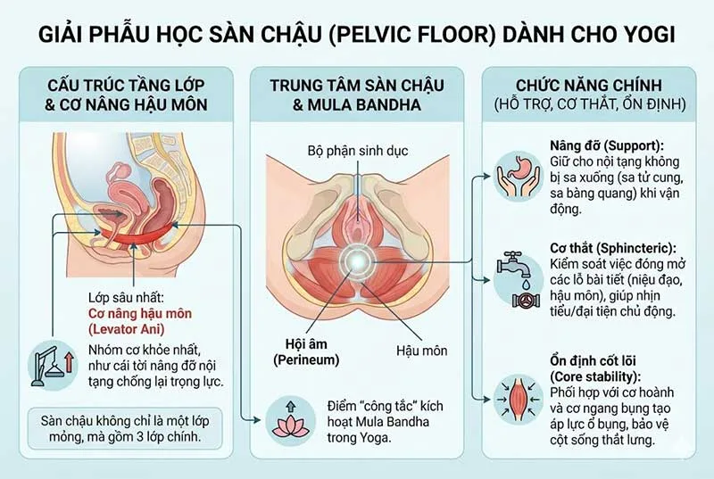 giải phẫu cơ sàn chậu dành cho yogi