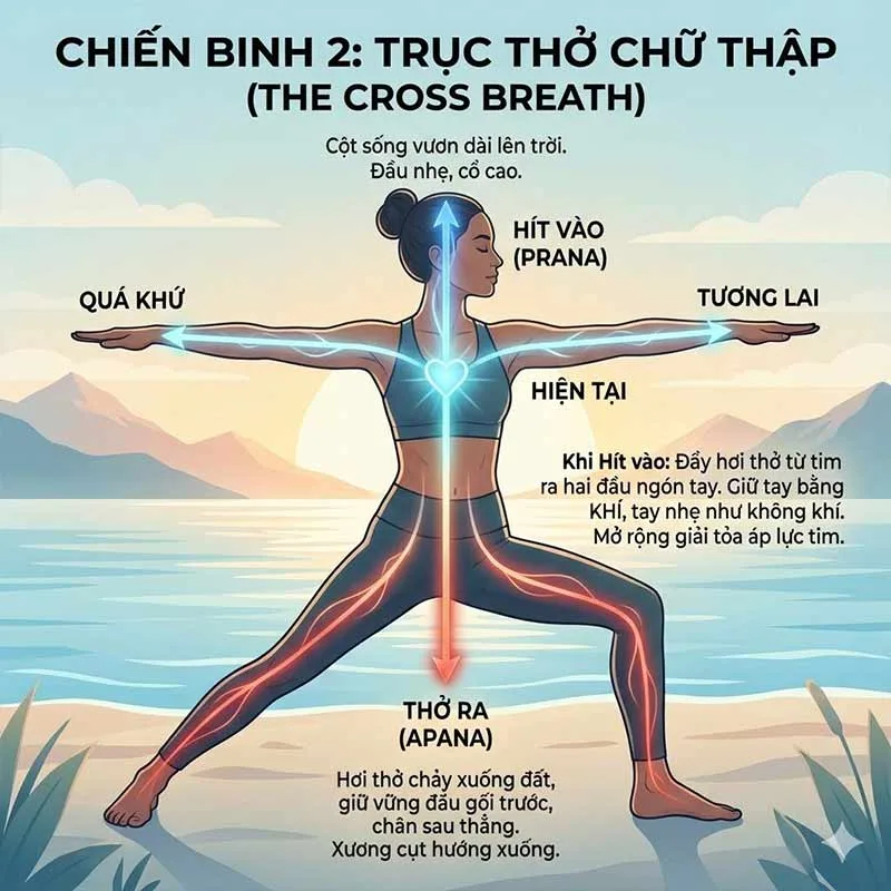 cách giữ hơi thở trong tư thế chiến binh 2