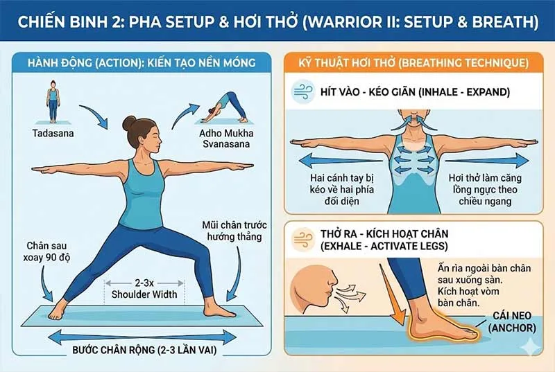 cách thở đúng trong pha 1 tư thế chiến binh 2