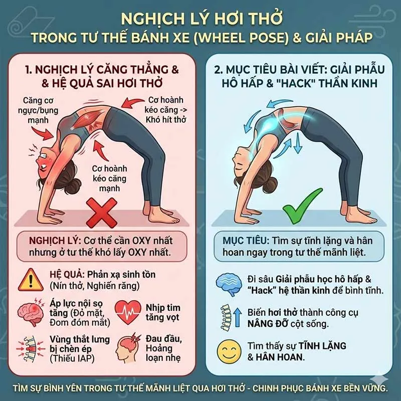 Cách hít thở đúng trong trong Tư Thế Bánh Xe 