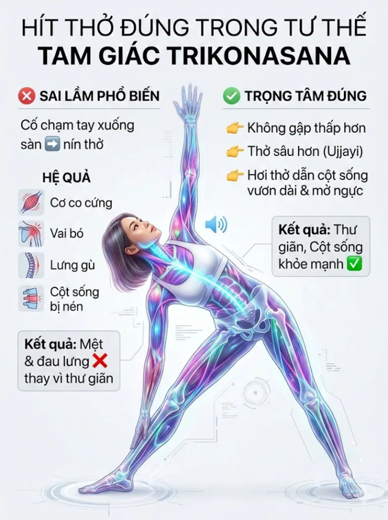 Cách hít thở đúng trong Tư thế Tam Giác