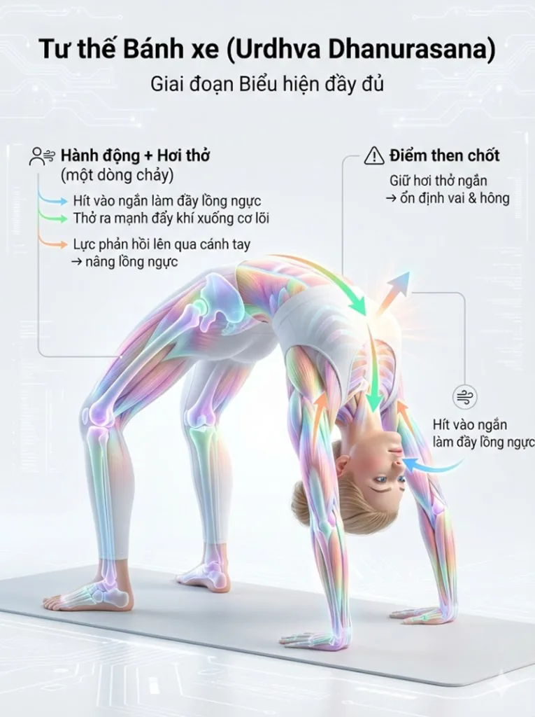 hít thở đúng trong tư thế bánh xe Pha Nâng toàn phần (The Full Expression)