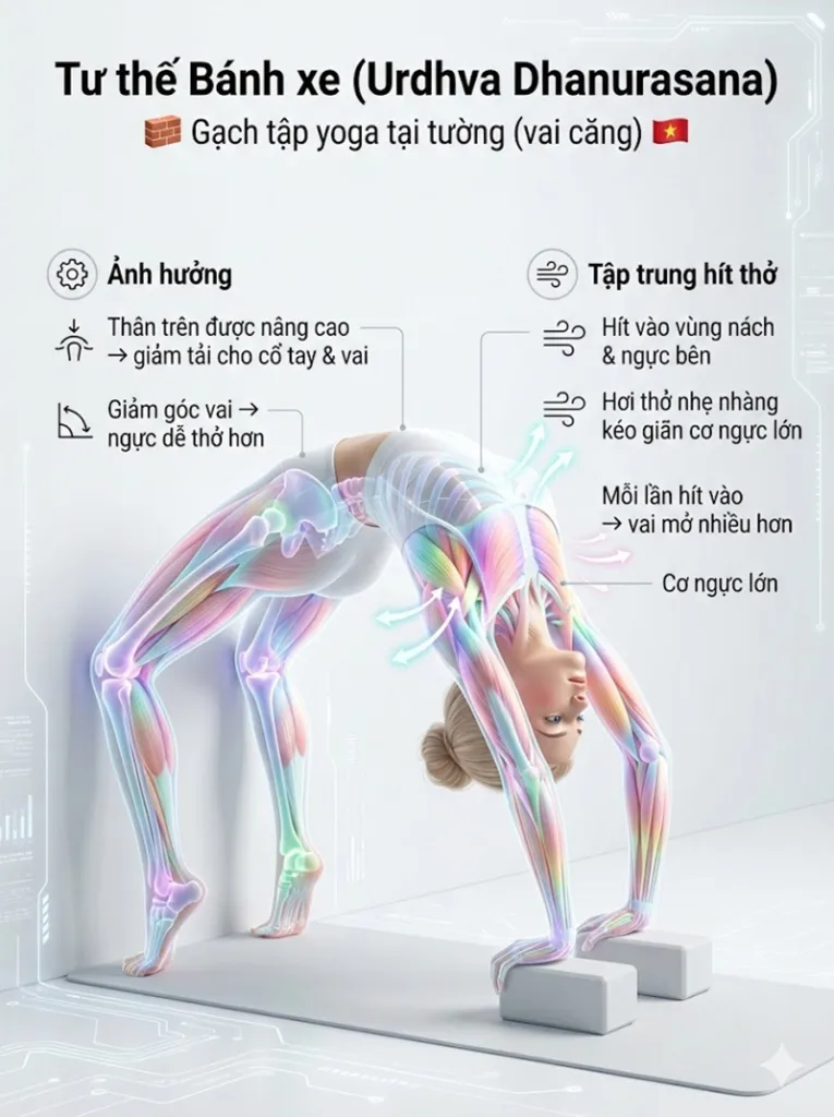 Ứng dụng hơi thở với các biến thể & Dụng cụ hỗ trợ tư thế bánh xe