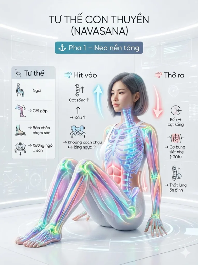 hướng dẫn hít thở tư thế con thuyền Pha Thiết lập nền móng (The Anchor)