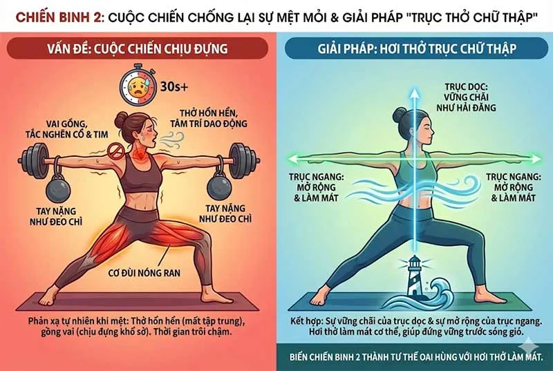 hướng dẫn kỹ thuật thở đúng trong tư thế chiến binh 2