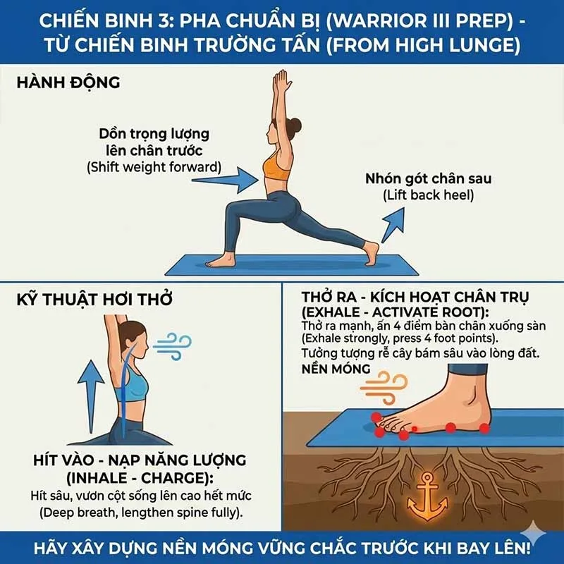 phân tích kỹ thuật hơi thở trong pha 1 tư thế chiến binh 3