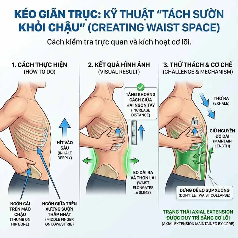 kỹ thuật tách sườn khỏi chậu trong yoga