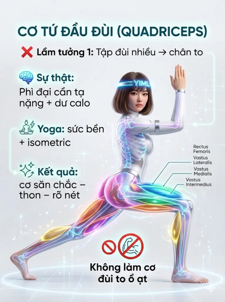 các hiểu lầm về cơ tứ đầu đùi Tập đùi nhiều sẽ làm chân to như cầu thủ