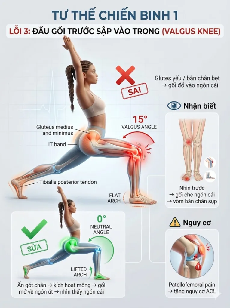 lỗi Đầu gối trước sập vào trong trong tư thế chiến binh 1