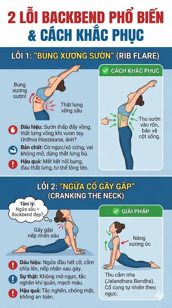 lỗi sai khi thực hành tư thế backbend và cách khắc phục