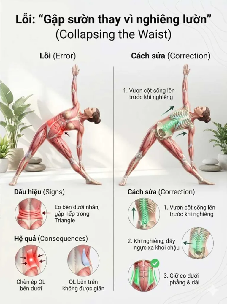 Lỗi "Gập sườn thay vì Nghiêng lườn" (Collapsing the Waist) khi tập cho cơ vuông thắt lưng QL