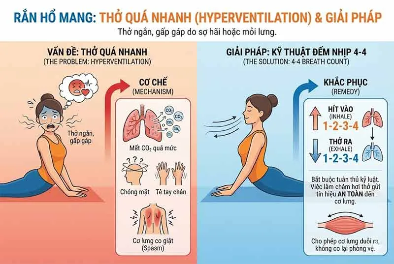lỗi hít thở quá gấp trong tư thế rắn hổ mang