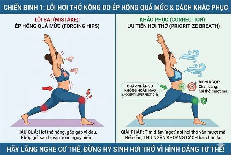 lỗi hơi thở nông trong tư thế chiến binh 1