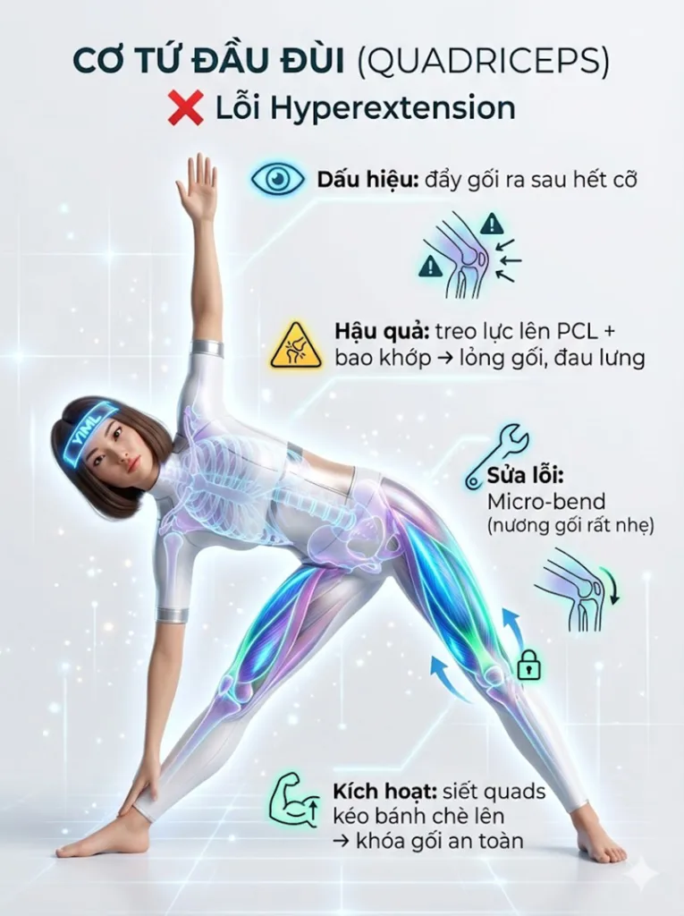 Lỗi "ưỡn gối quá mức" (Hyperextension) làm ảnh hưởng tới chức năng của cơ tứ đầu đùi