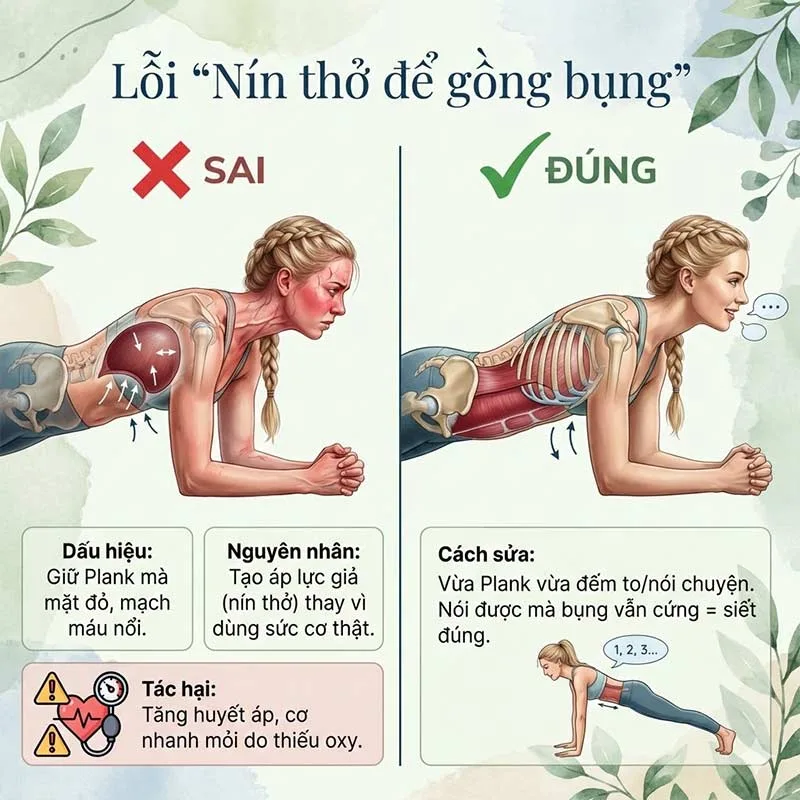 Lỗi "Nín thở để gồng bụng" khi tập bụng