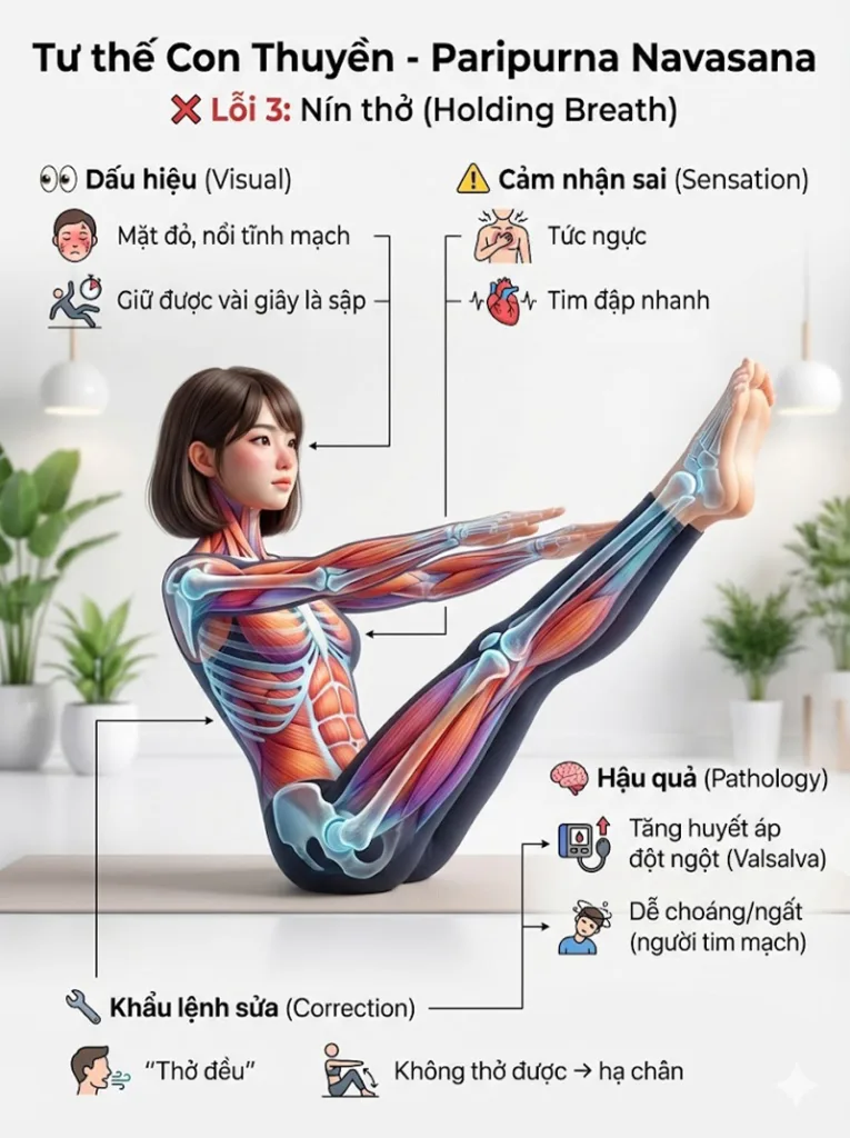 Lỗi Nín thở (Holding Breath) tư thế con thuyền