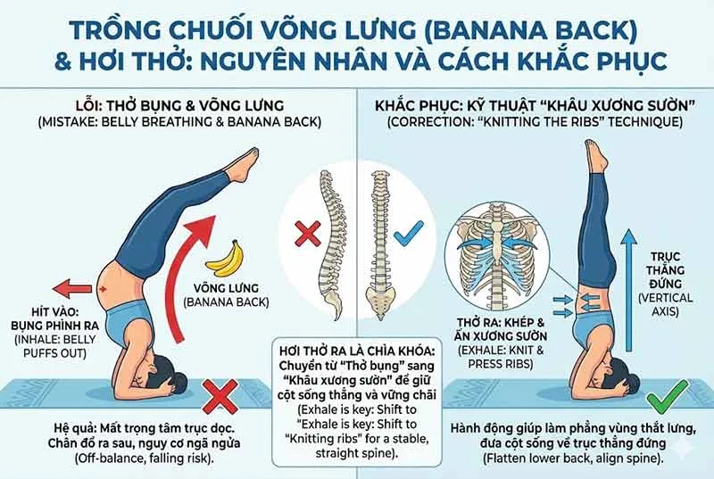 các lỗi sai về tư thế trồng chuối và cách khắc phục