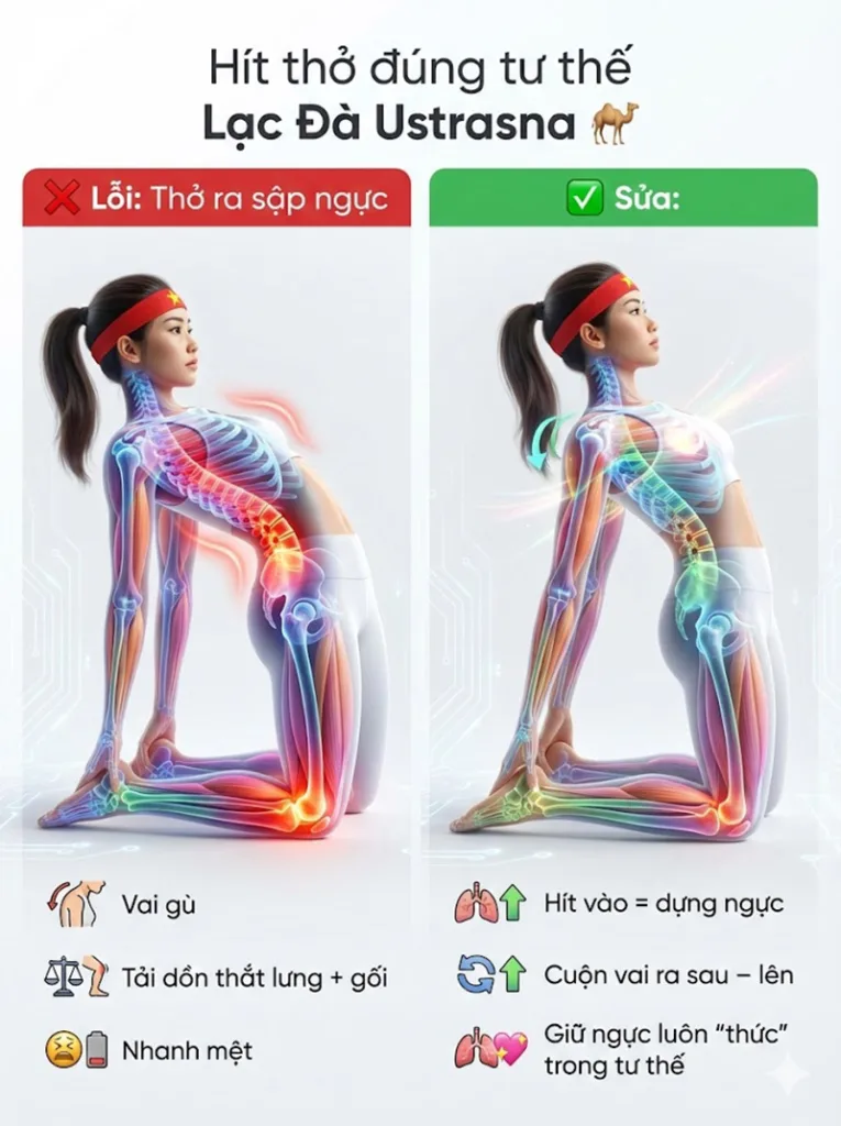 lỗi Thở ra và sập ngực (Collapsing Chest) tư thế lạc đà