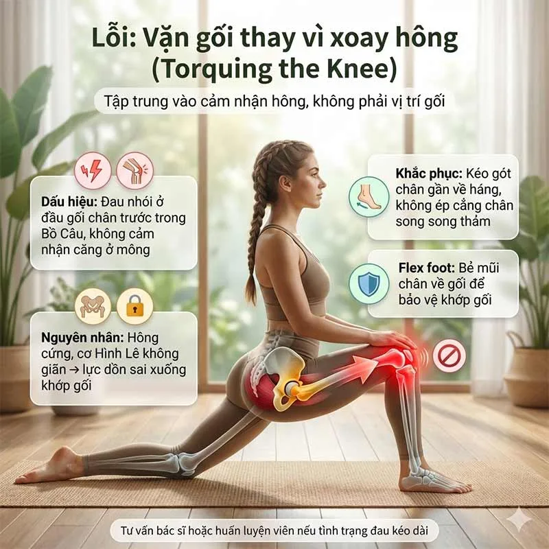 Lỗi "Vặn gối thay vì xoay hông" (Torquing the Knee)