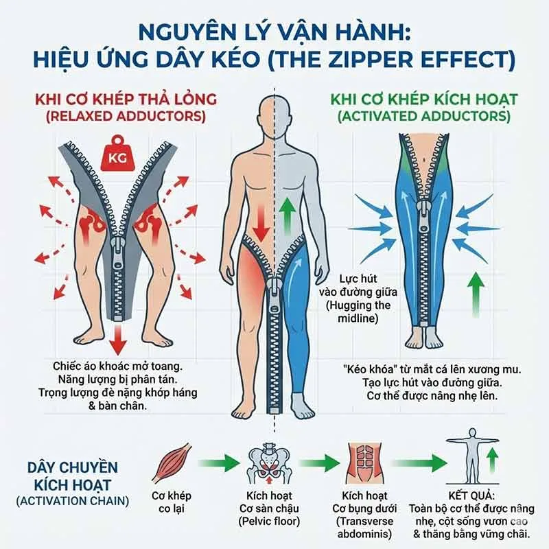 Nguyên lý vận hành cơ khép đùi 