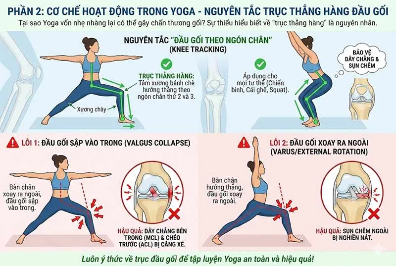cơ chế hoạt động trong yoga của khớp gối