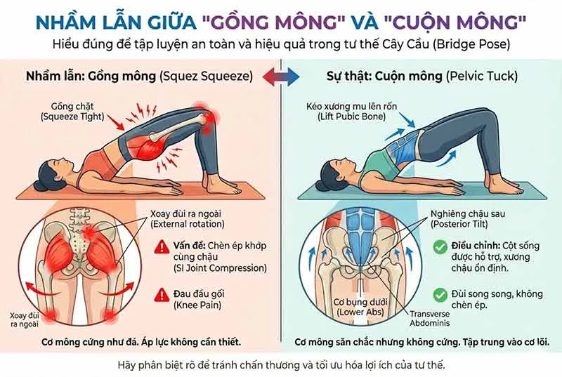 nhậm lẫn gồng mông và cuộn mông