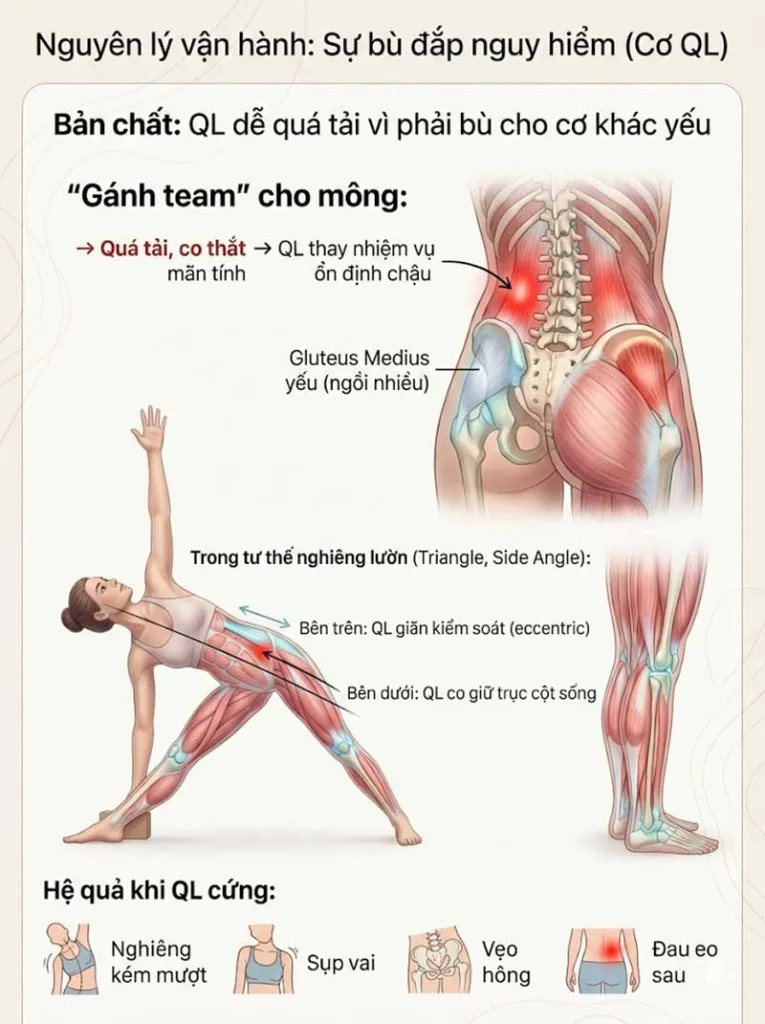 Cơ chế hoạt động cơ vuông thắt lưng QL trong Yoga