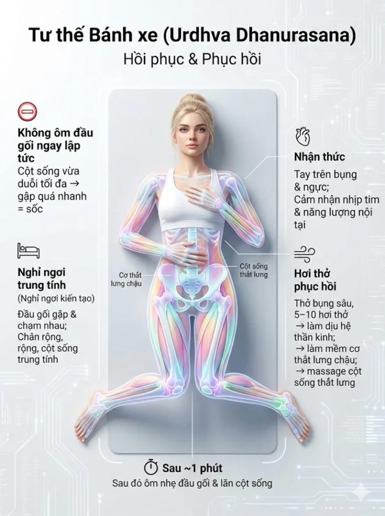 Khoảng lặng và Hơi thở phục hồi khi thực hiện tư thế bánh xe