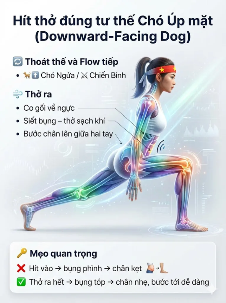 Quy trình thoát thế chuyển thế bằng hơi thở tư thế chó úp mặt