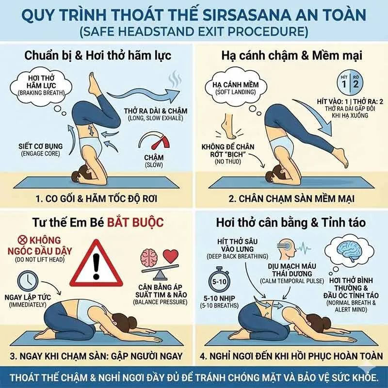 quy trình thoát thế và hơi thở trong tư thế trồng chuối