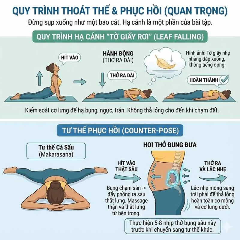 quy trình thoát thế và phục hồi trong tư thế rắn hổ mang