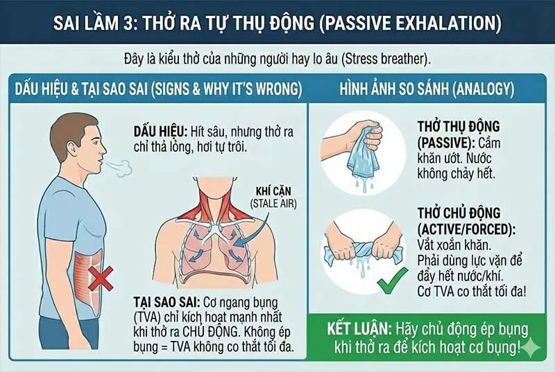 sai lầm khi thở bụng yoga