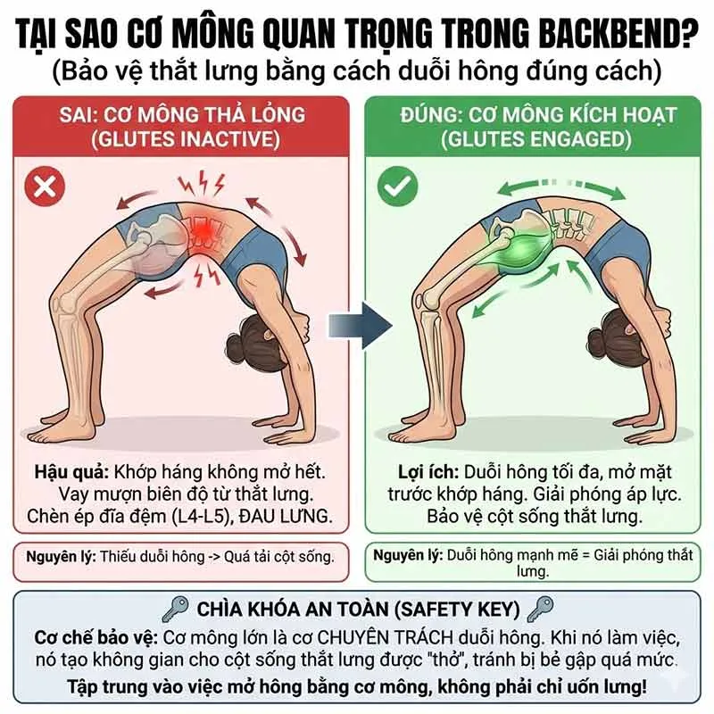 vai trò của cơ mông trong backbend
