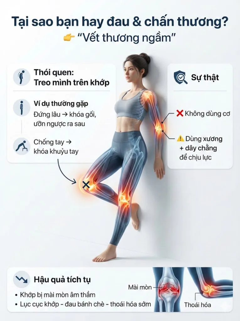 Thói quen "Treo mình trên khớp" (Hanging on Joints) rất dễ dẫn tới tổn thương khớp