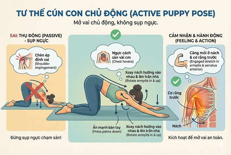 tư thế cún con, bài tập tốt cho vai