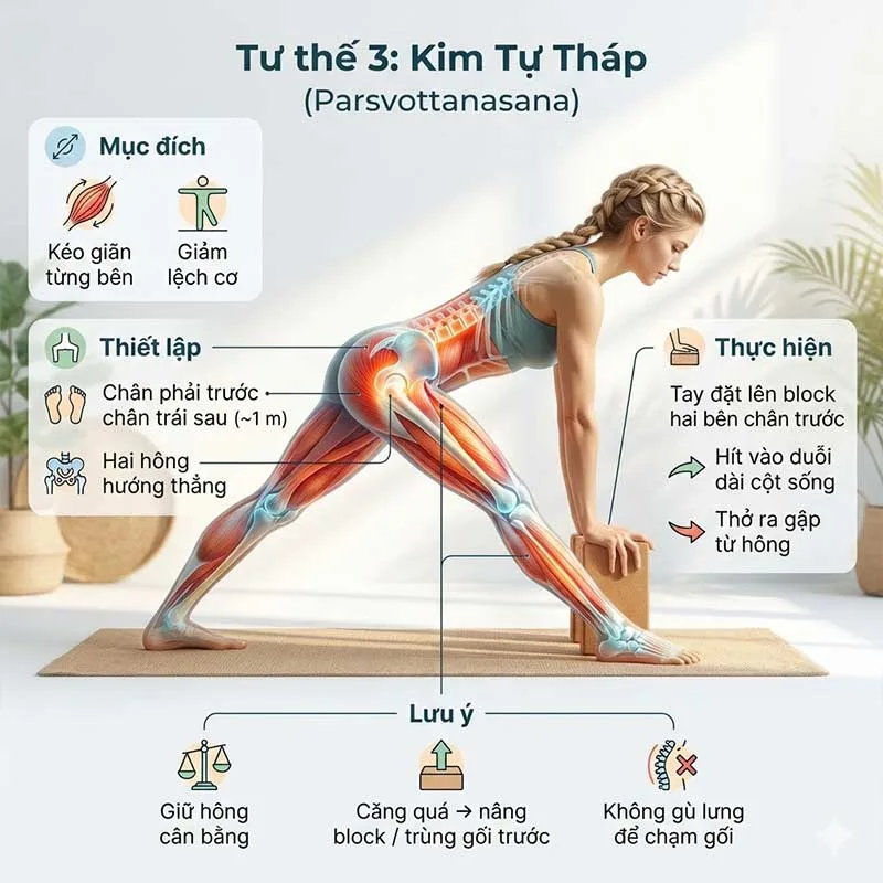 Kim Tự Tháp (Parsvottanasana) - Kéo giãn từng bên