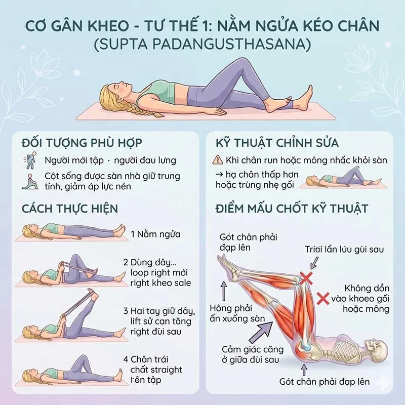 Nằm Ngửa Kéo Chân (Supta Padangusthasana) - "Bảo hiểm" cho lưng