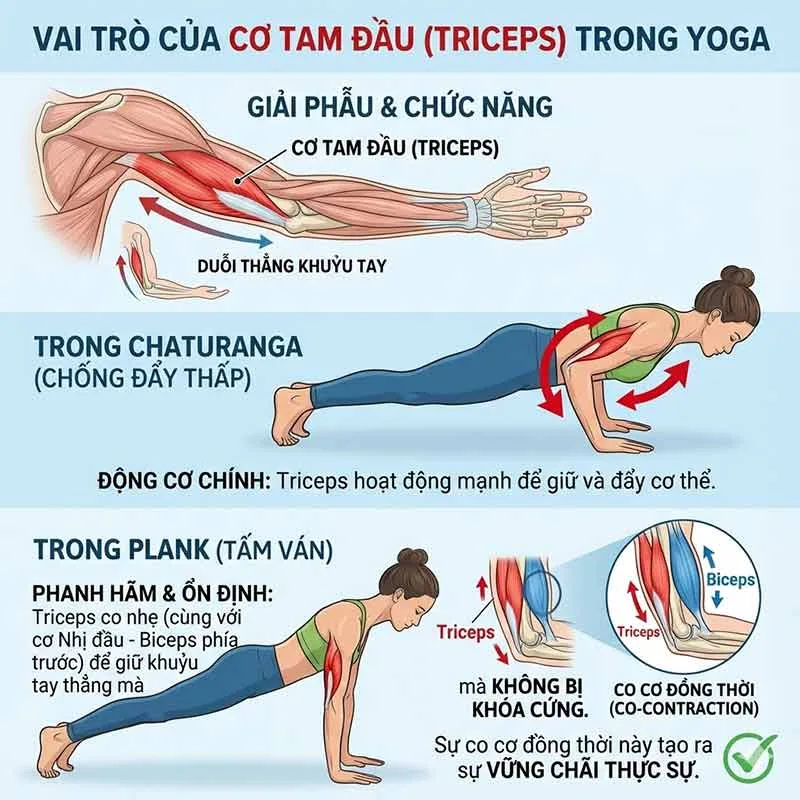 vai trò của cơ tam đầu trong việc tập luyện yoga