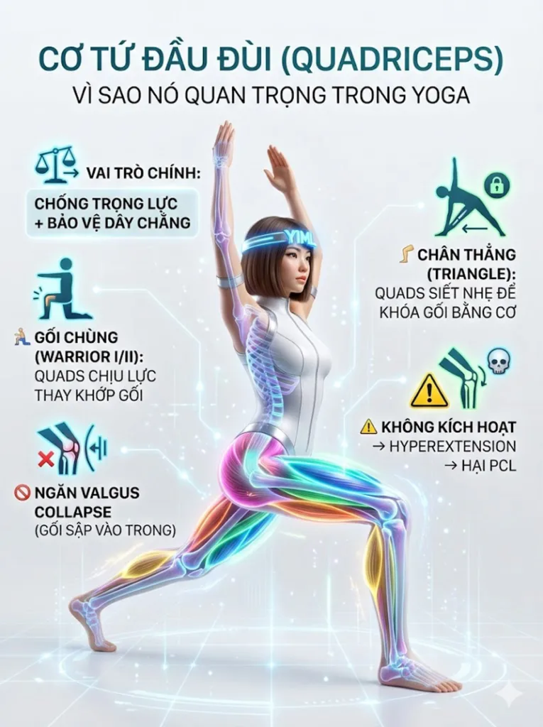 Cơ chế hoạt động trong Yoga của cơ tứ đầu đùi Tại sao nó quan trọng? Chống lại trọng lực và bảo vệ dây chằng