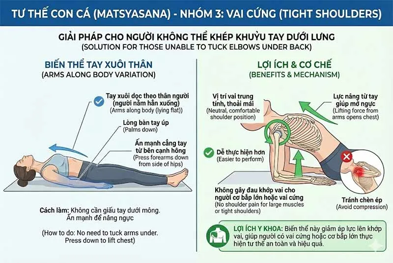 biến thể tư thế con cá cho người Vai cứng