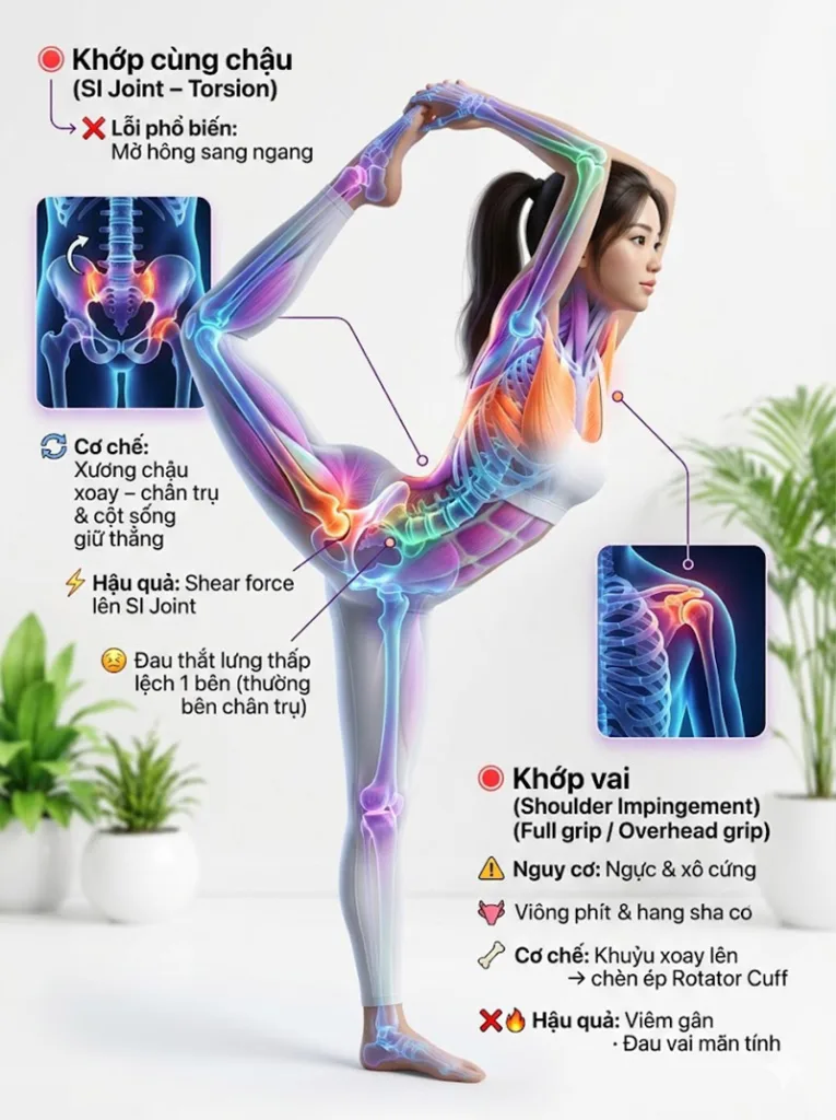 Khớp cùng chậu (SI Joint Torsion) và khớp vai là vùng rất dễ tổn thương tư thế vũ công