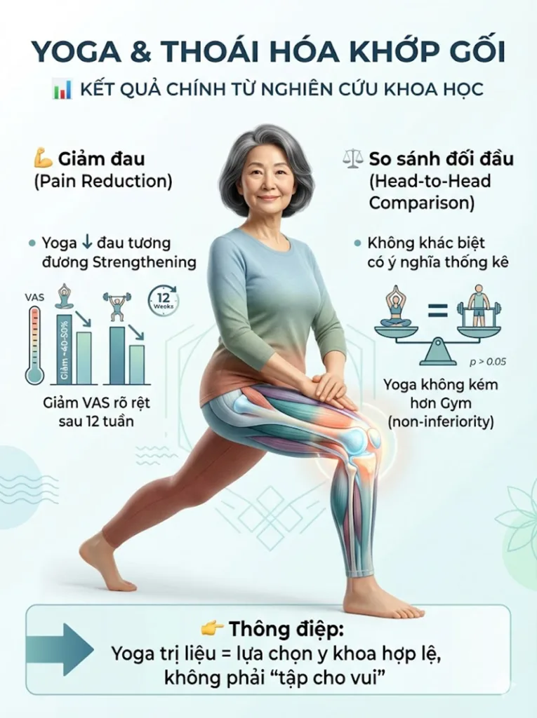 Hiệu quả giảm đau của nghiên cứu yoga cho người thoái hóa khớp gối