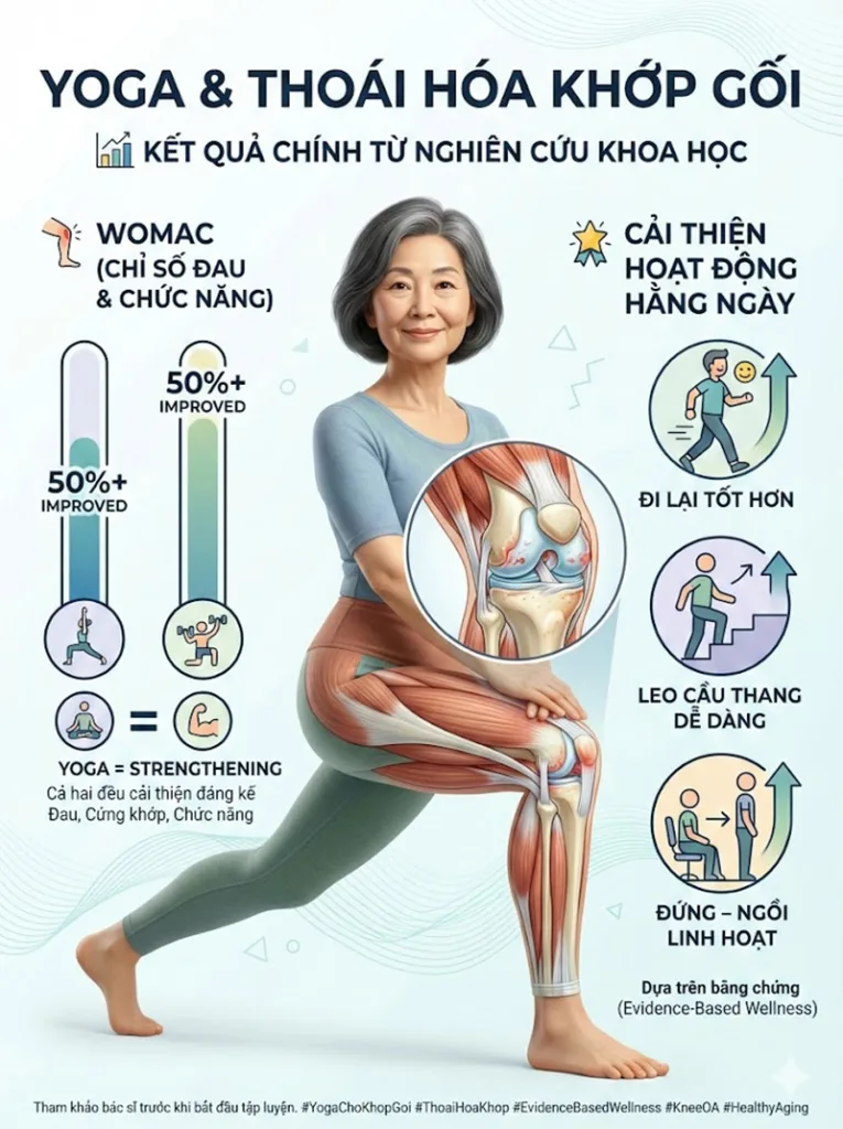 Hiệu quả Chức năng vận động của nghiên cứu yoga cho người thoái hóa khớp gối