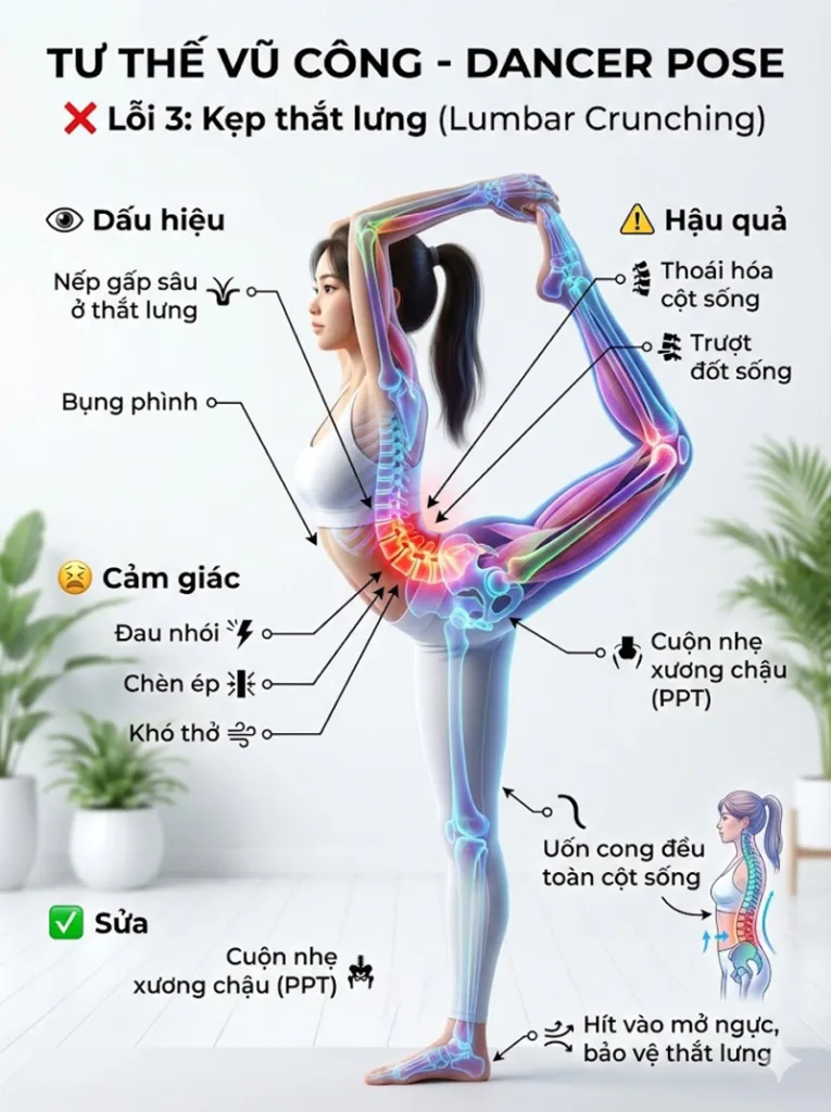 Lỗi Kẹp thắt lưng (Lumbar Crunching) tư thế vũ công
