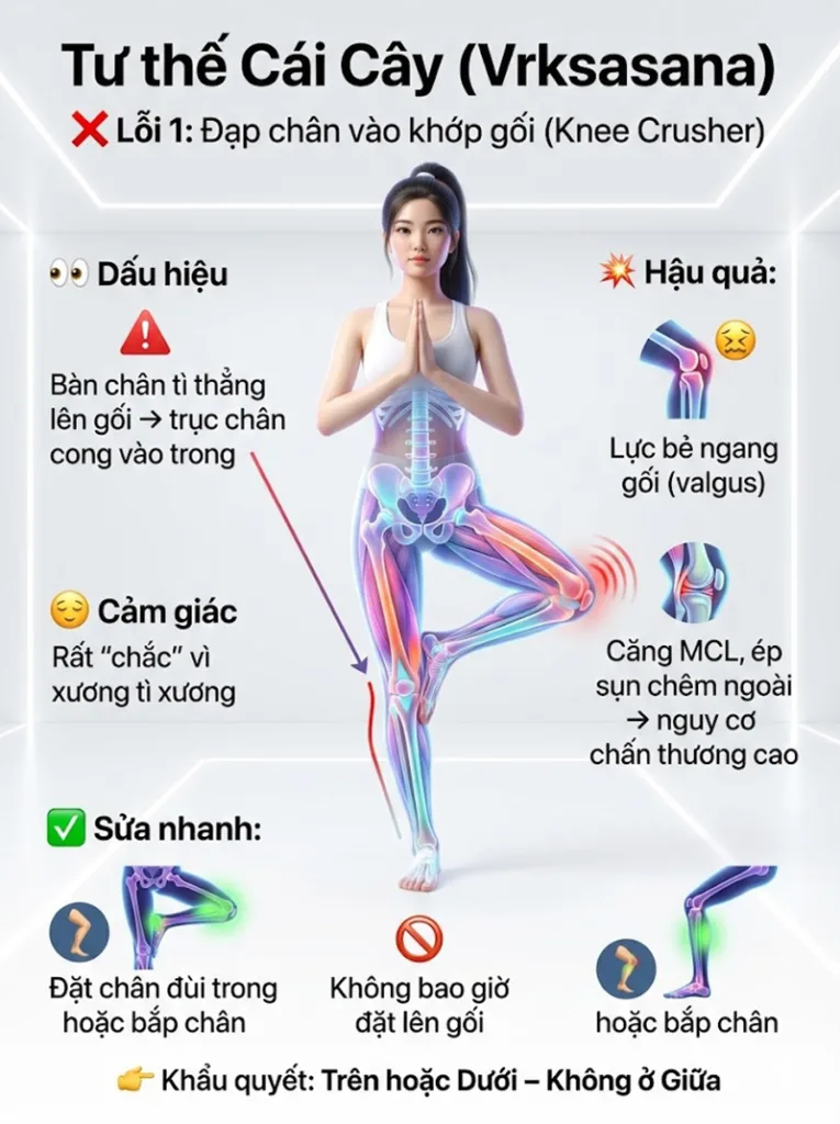 Lỗi Đạp chân vào khớp gối tư thế cái cây