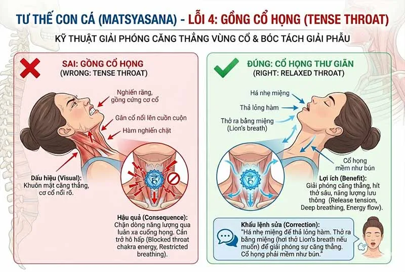 lỗi gồng cứng cổ họng tư thế con cá