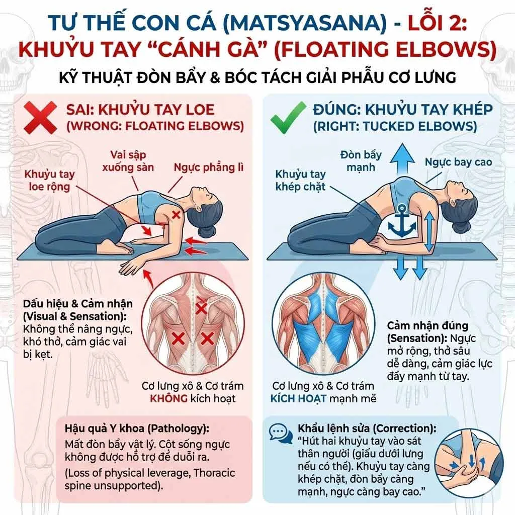 lỗi khuỷu tay cánh gà tư thế con cá