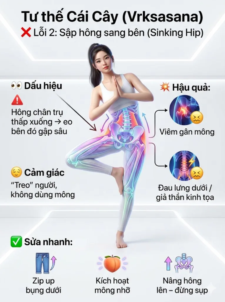 LỗiSập hông sang bên (Sinking Hip) tư thế cái cây