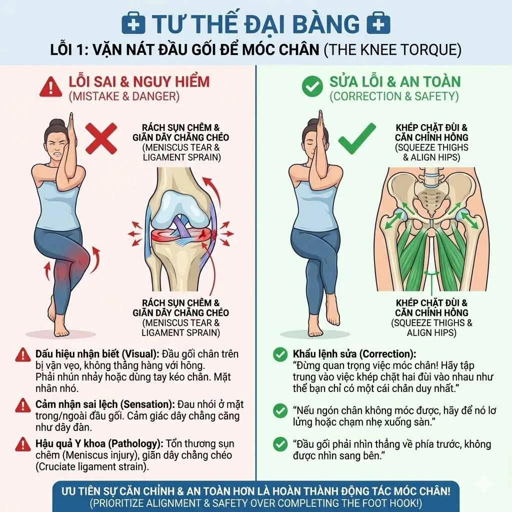 lỗi Vặn nát đầu gối để móc chân tư thế đại bàng