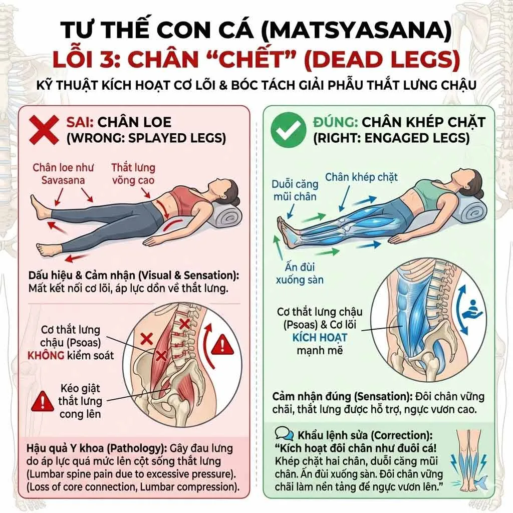 lỗi không kiểm soát chân tư thế con cá